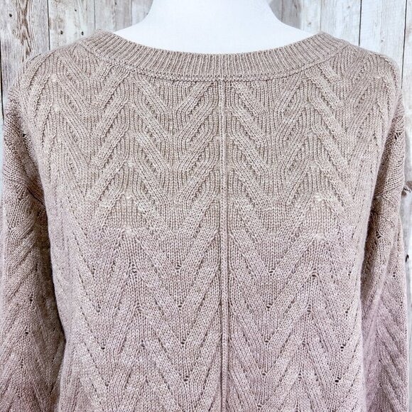Women's New York & Company Sweater | Tan | Crew Neck | Medium | Pockets - Picture 5 of 13